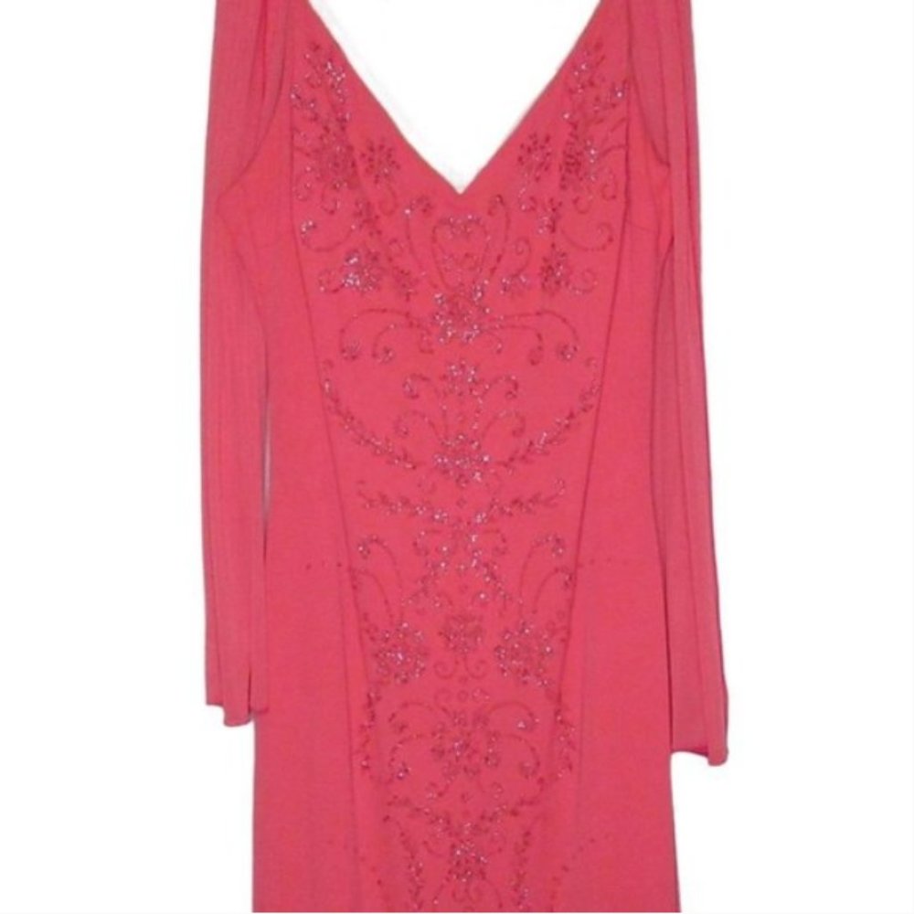 Fanny U.S.A Women's High Low Party Dress, Spaghetti Strap, Front Beading Design - Picture 4 of 4